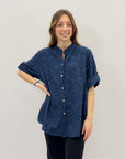 Camicia in cotone pizzo sangallo taglia comoda