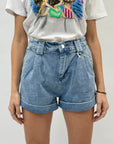 Pantaloncini jeans con risvolto
