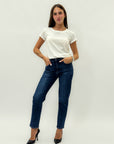 Pantaloni in denim con vita alta e gamba dritta