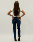 Pantaloni in denim con vita alta e gamba dritta