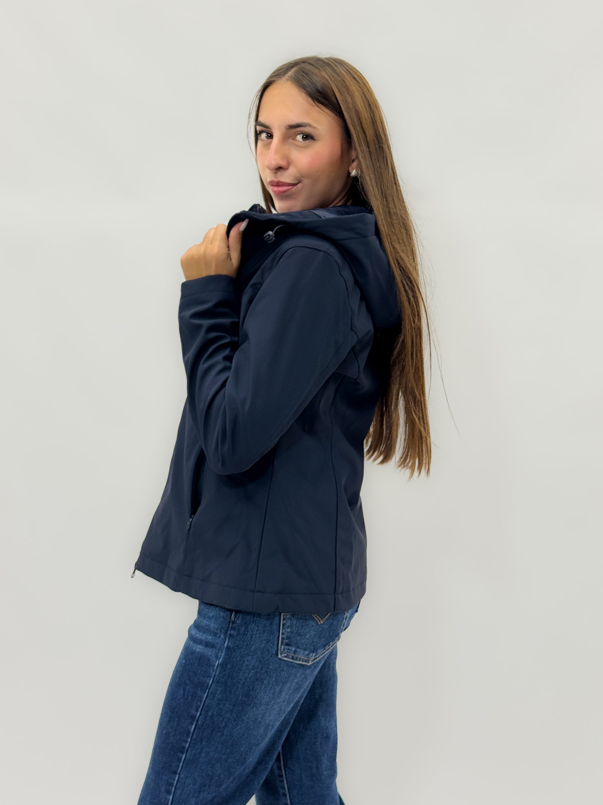 Giacca softshell con cappuccio - tessuto antivento