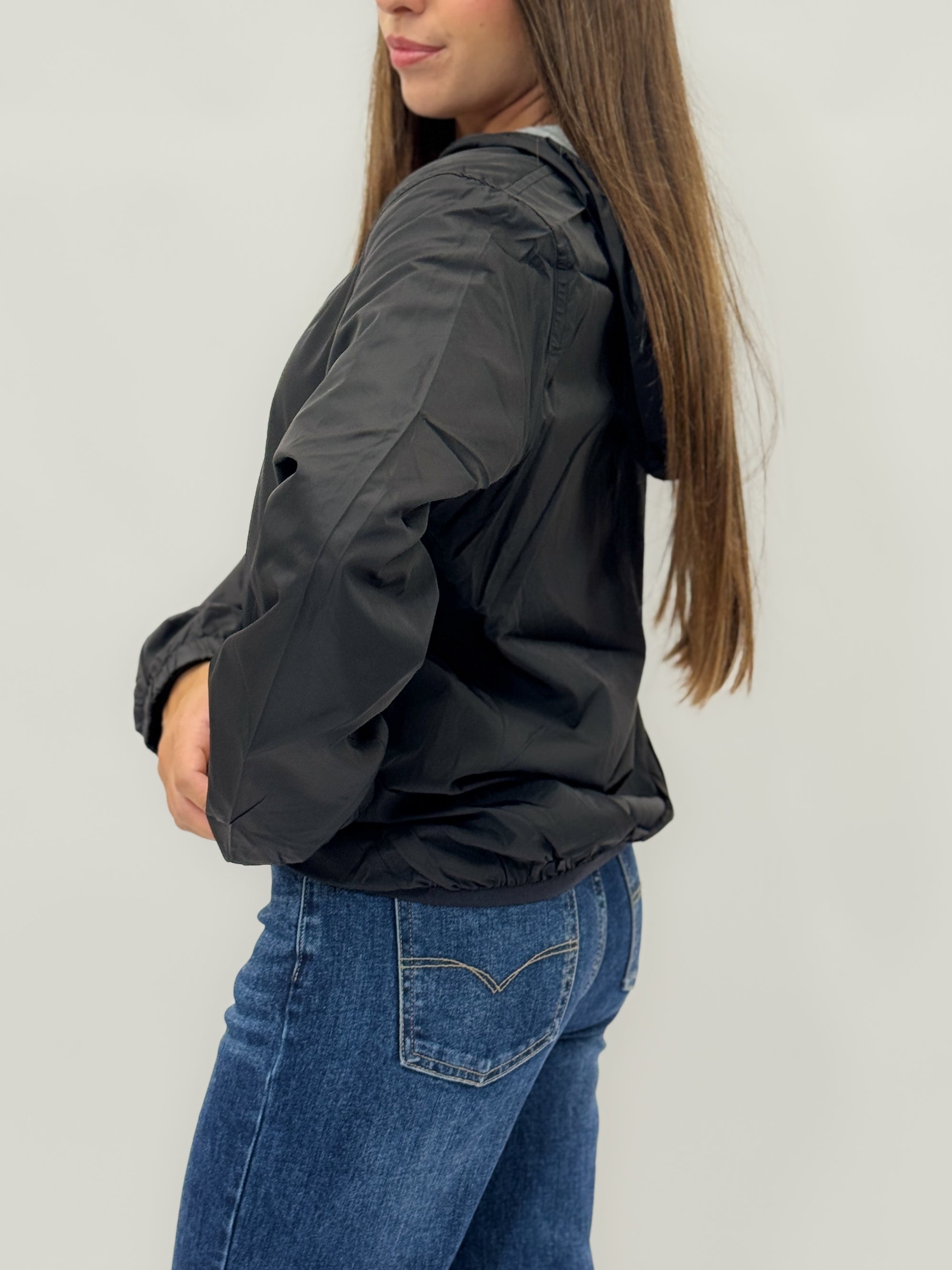 Giacca donna reversibile con zip a contrasto