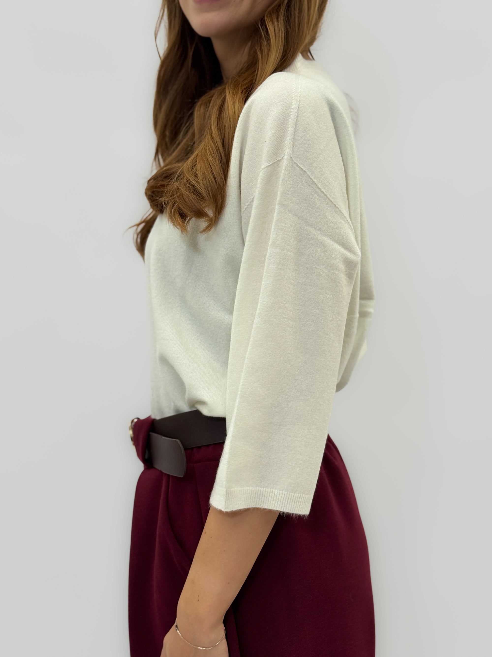 Maglia mezza maniche in misto lana – Morbida e Leggera