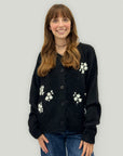 Cardigan Morbido con Ricami Fiore – Taglio Comodo