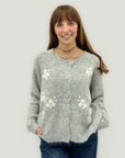 Cardigan Morbido con Ricami Fiore – Taglio Comodo