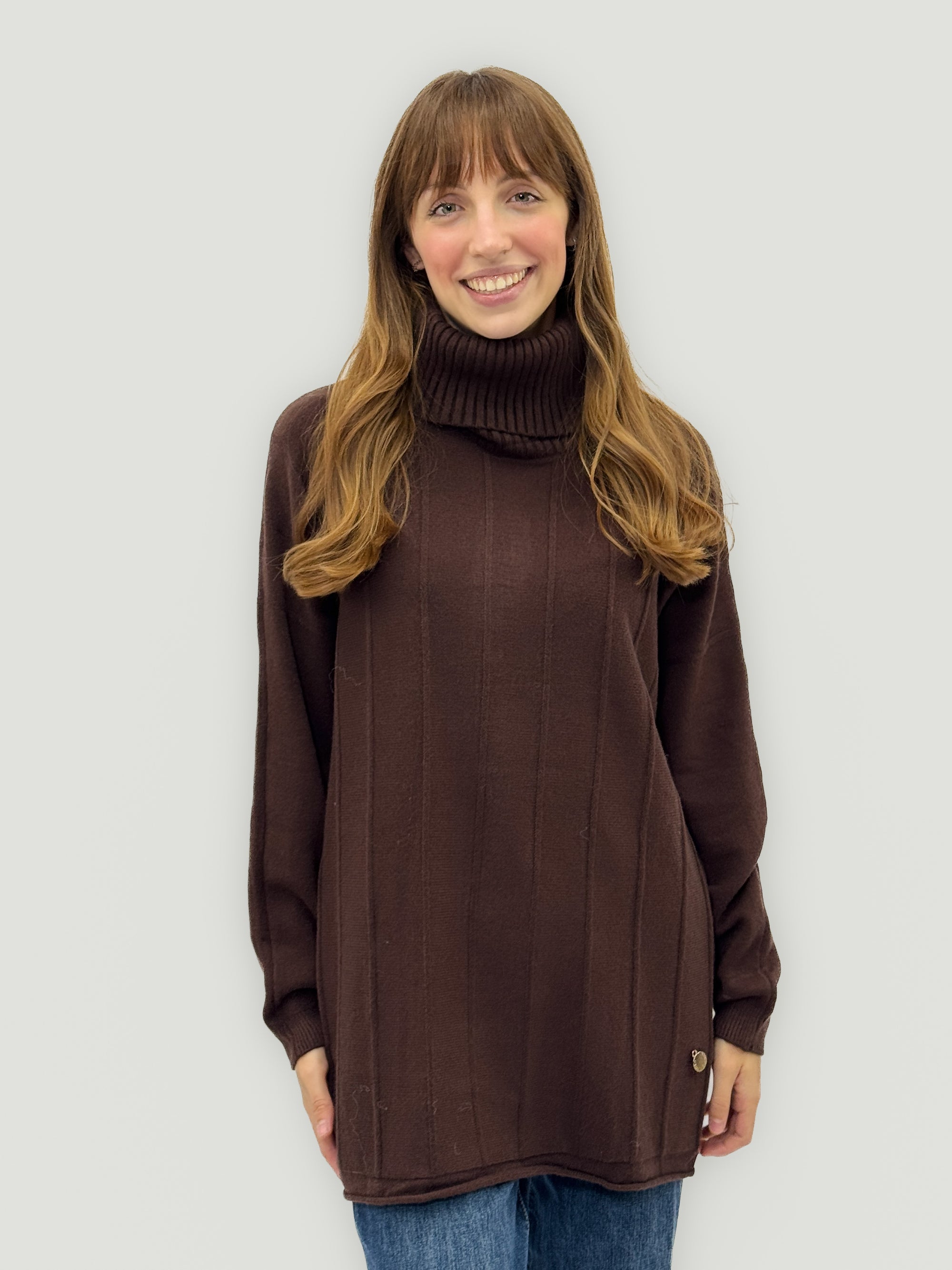 Maglione Dolcevita Oversize a Coste – Morbidissimo e Caldo