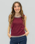 Top Donna Smanicato con Dettaglio a Contrasto