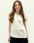 Top Donna Smanicato con Dettaglio Spalle Lavorate