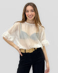 Blusa Donna Leggera con Maniche a Balza