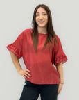 Blusa Donna Leggera con Maniche a Balza