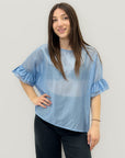 Blusa Donna Leggera con Maniche a Balza