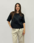 Maglia in cotone foglie