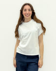 T-Shirt Donna in Cotone con Maniche Risvoltate