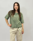 Maglia in cotone foglie