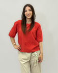 Maglia in cotone foglie