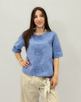 Maglia in cotone foglie