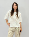 Maglia in cotone foglie