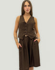 Completo Donna Gilet con Bottoni e Pantaloncini