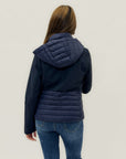Giacca piumino softshell con cappuccio con inserti imbottiti