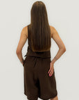 Completo Donna Gilet con Bottoni e Pantaloncini