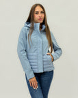 Giacca piumino softshell con cappuccio con inserti imbottiti