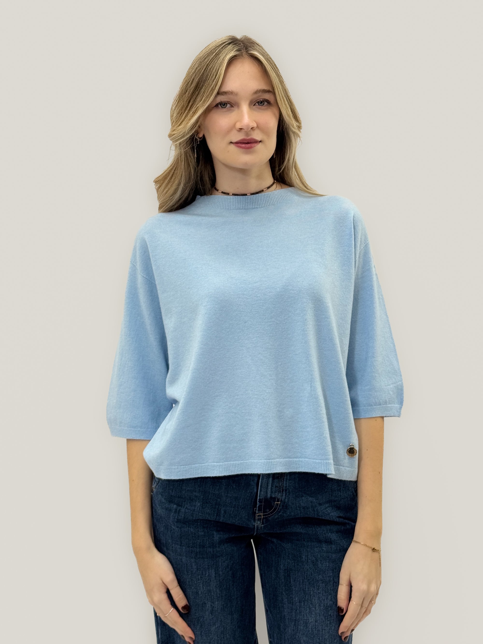 Maglia mezza maniche in misto lana – Morbida e Leggera