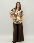 Completo maglia con fiori e pantalone taglia comoda