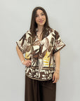 Completo maglia con fiori e pantalone taglia comoda
