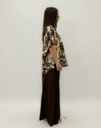 Completo maglia con fiori e pantalone taglia comoda
