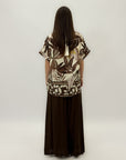 Completo maglia con fiori e pantalone taglia comoda
