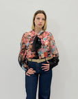 Camicia effetto seta stampa rose