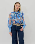 Camicia effetto seta stampa rose