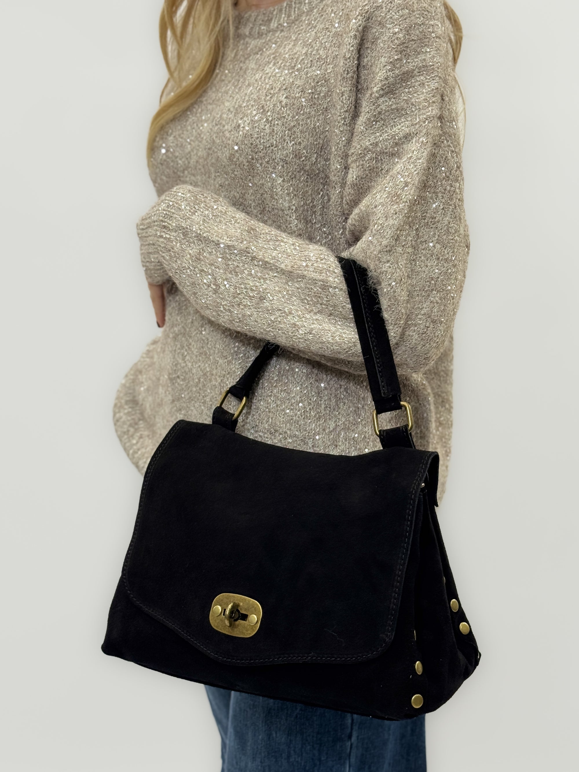 Borsa Siena in vera pelle scamosciata – Made in Italy