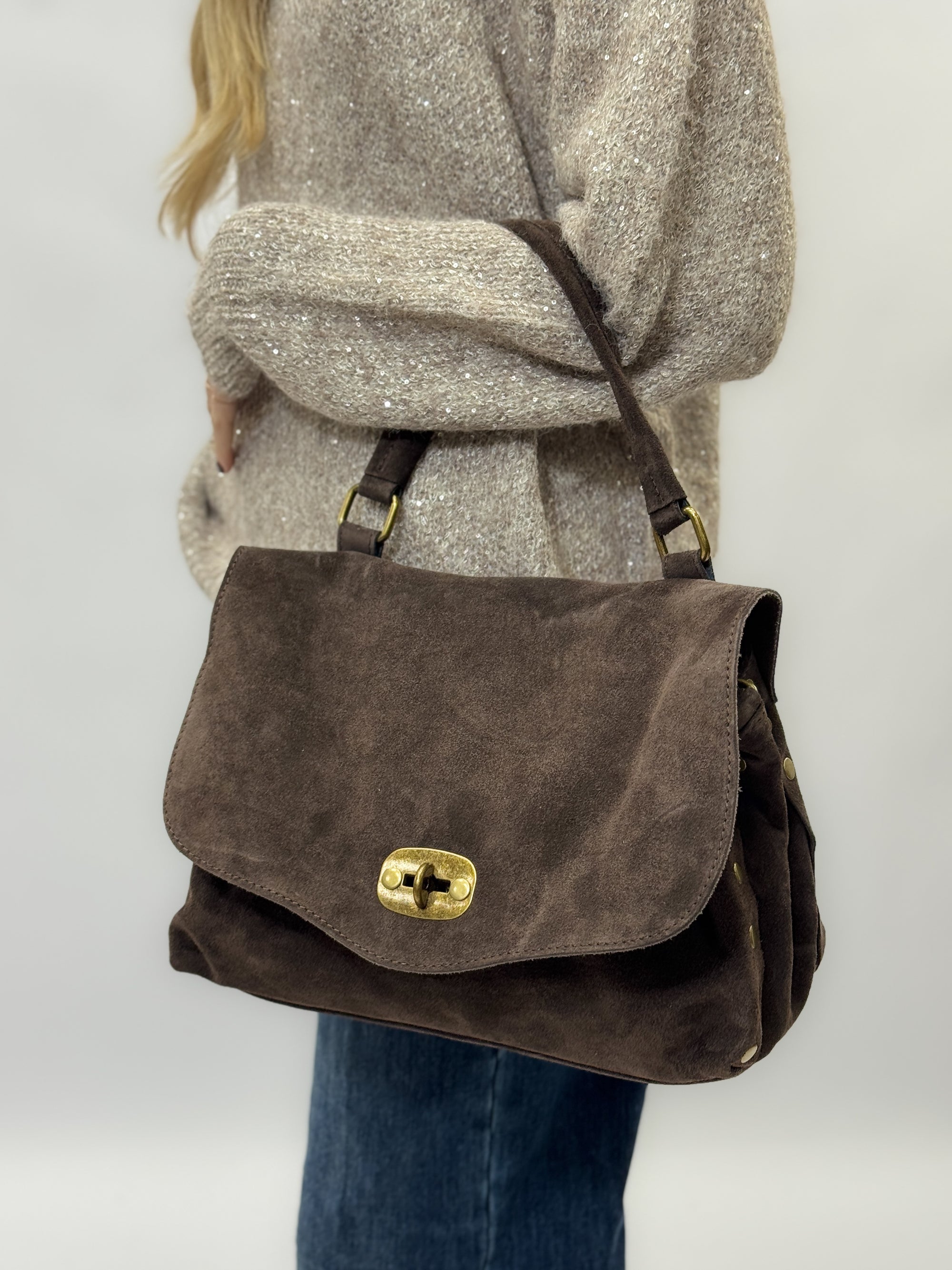 Borsa Siena in vera pelle scamosciata – Made in Italy