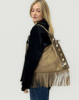 Borsa a Spalla con Frange e Borchie in Ecopelle – Stile Western Chic