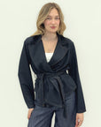 Giacca Denim Incrociata con Cintura