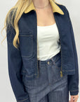 Giacca Denim Colletto a Contrasto