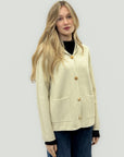 Cardigan giacca con cappuccio e bottoni