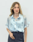 Camicia Ricamata con Rouche sulle Maniche