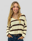 Maglia donna a righe con maniche tre quarti