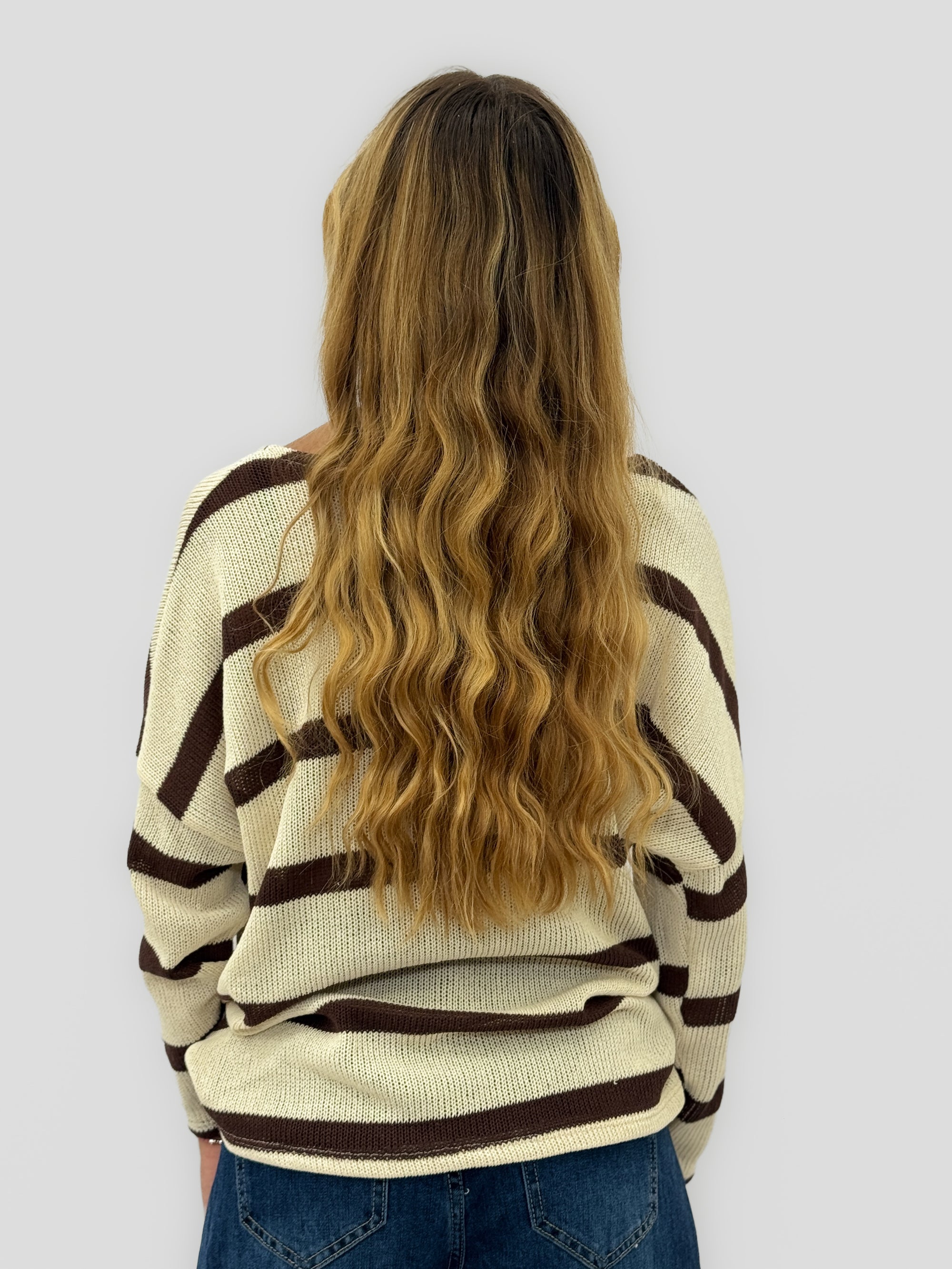 Maglia donna a righe con maniche tre quarti
