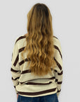 Maglia donna a righe con maniche tre quarti