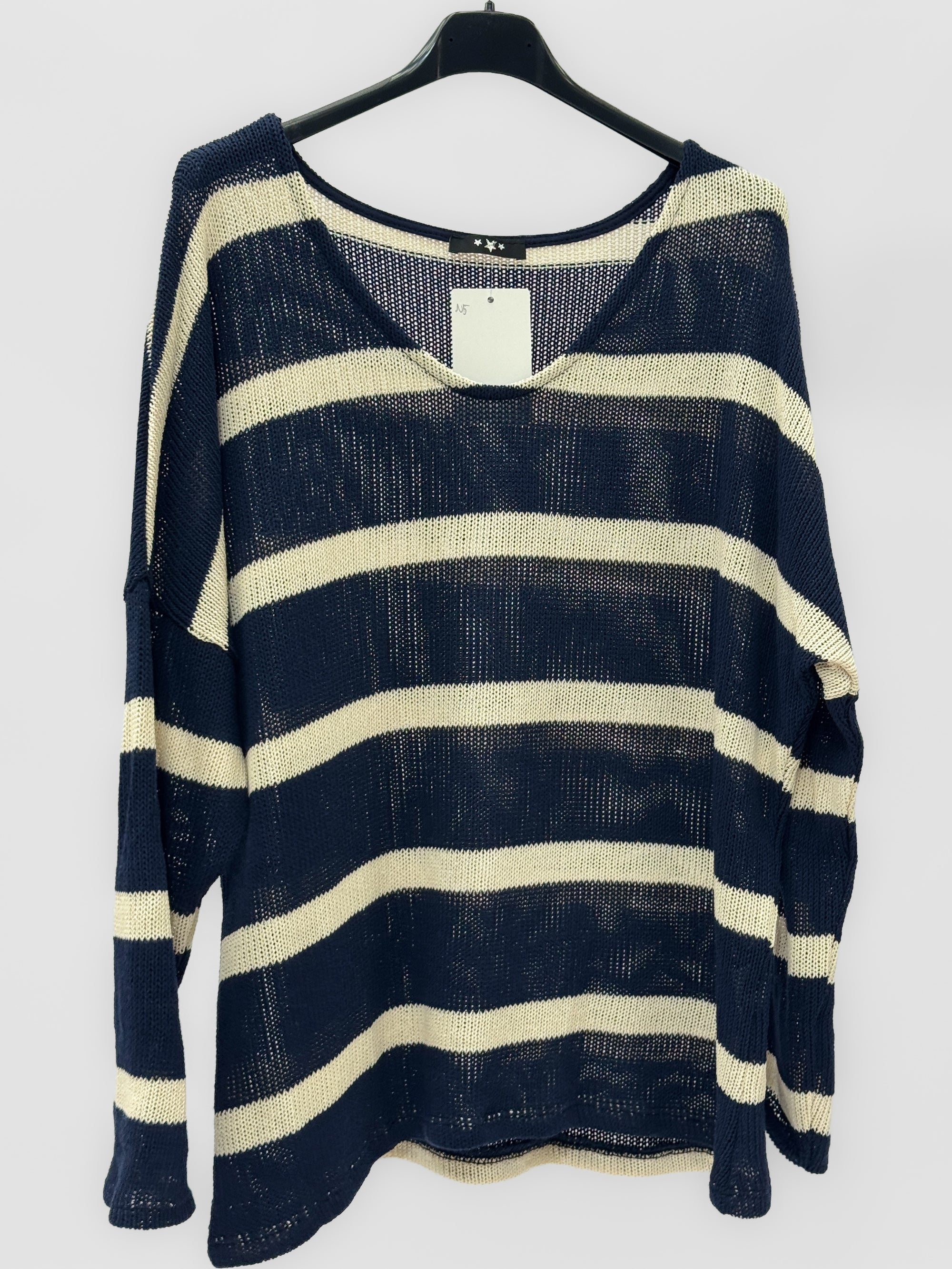 Maglia donna a righe con maniche tre quarti