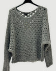 Maglione traforato Made in Italy con scollo a V
