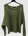 Maglione traforato Made in Italy con scollo a V