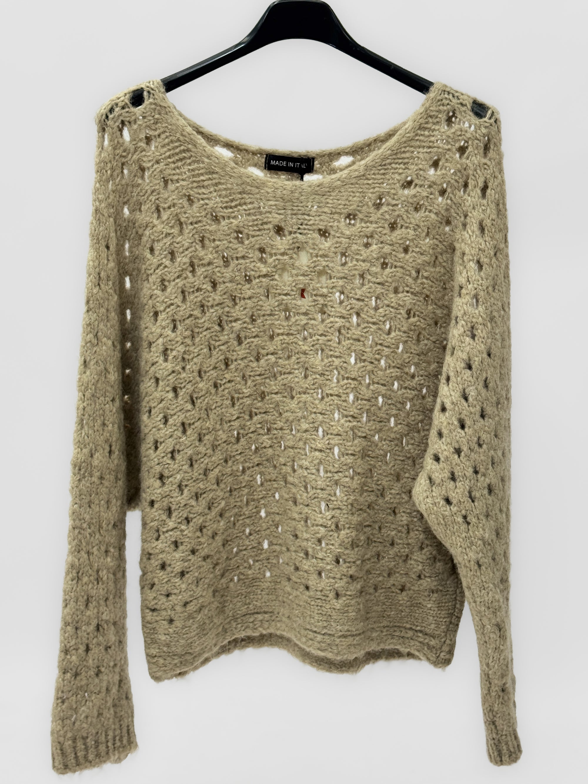 Maglione traforato Made in Italy con scollo a V