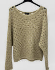 Maglione traforato Made in Italy con scollo a V