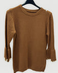 Maglia donna con maniche a campana e perle