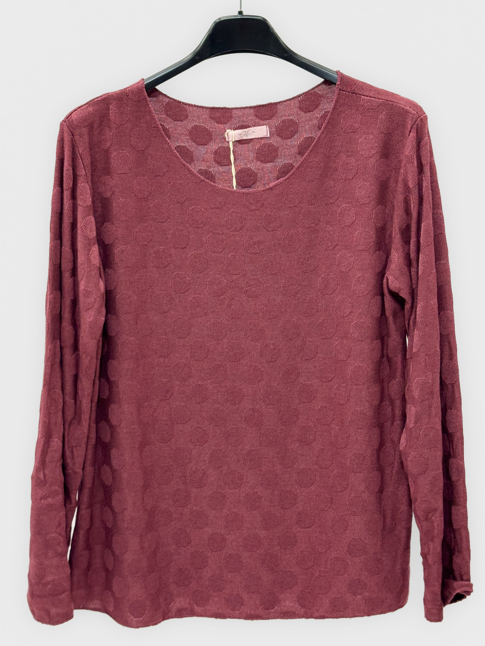 Maglia donna a pois tono su tono in misto lana
