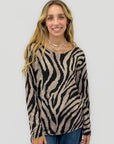 Maglia donna fantasia zebrata in misto lana